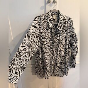 Cynthia Rowley Black and White Linen Top - zebra pattern